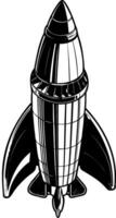 Classic Futuristic Rocket with Geometric Shapes and Detailed Textures Sketch Art vector