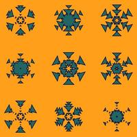 Set of geometric images, ornaments, logos in ethnic style. Design element for fabric, textile, clothing, wrapping paper, wallpaper vector