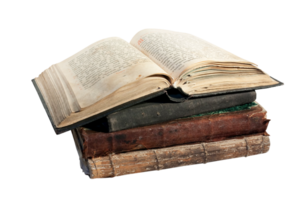 Old open Nobel books isolated on transparent background png