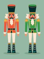Christmas Nut Cracker Red and Green, Christmas Toy Soldier Traditional Figurine Isolated On White Background vector