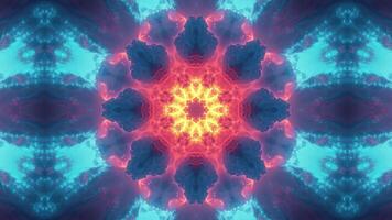 A vibrant, symmetrical kaleidoscopic design featuring swirling colors and patterns. video