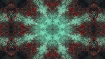 A symmetrical, abstract design featuring intricate patterns in shades of teal and dark hues. video