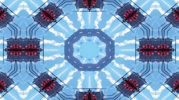 A kaleidoscopic pattern of clouds against a blue sky, resembling a floral design. video