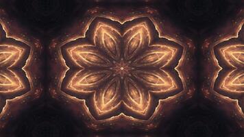 A symmetrical, glowing floral design with intricate patterns and a cosmic background. video