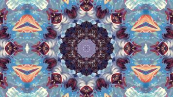 A vibrant, symmetrical digital kaleidoscope design with floral and abstract elements. video