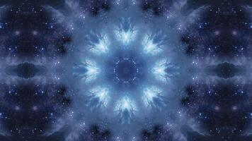 A symmetrical, abstract design featuring deep blue tones and star-like patterns. video