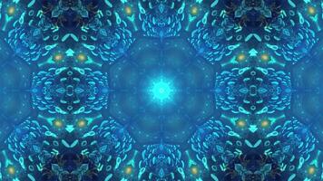 Abstract blue snowflake design with light effects and bubbles, creating a serene atmosphere. video