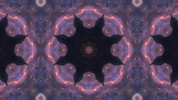 A symmetrical, kaleidoscopic pattern featuring vibrant colors and abstract shapes. video