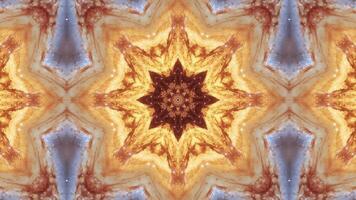 A vivid, kaleidoscopic star pattern with warm colors and cosmic elements. video