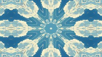 A symmetrical abstract design featuring soft blue and cream colors, creating a floral pattern. video