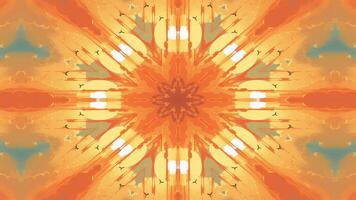 A vibrant, symmetrical design featuring warm colors and a star-like shape against a gradient background. video