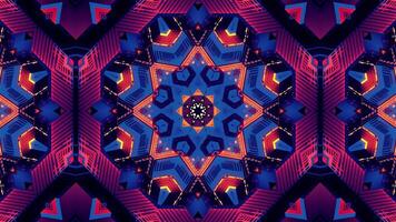 A vibrant kaleidoscopic pattern featuring illuminated geometric shapes and abstract designs. video
