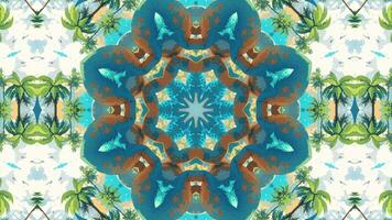 A vibrant, symmetrical pattern featuring clouds and abstract shapes, evoking tranquility. video
