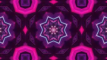 A vibrant, symmetrical kaleidoscopic design with glowing edges and a central star pattern. video