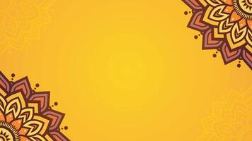 Ornamental Mandala Patterned Corners on Vibrant Yellow Gradient Background with Decorative Details vector