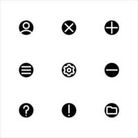 Minimalist black icons set. Outline isolated user interface elements. Editable stroke. vector