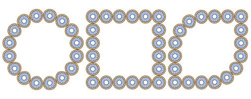Set of donuts bakery fast food frame isolated on a white background. vector