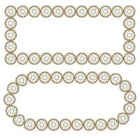 Donuts border frame with white icing and sprinkles on a white background. vector