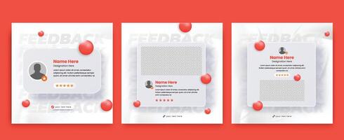 Minimalist client testimonial template design. Customer or client service feedback review post design template vector