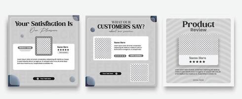 Customer feedback review social media post template. Clients satisfaction review web banner vector