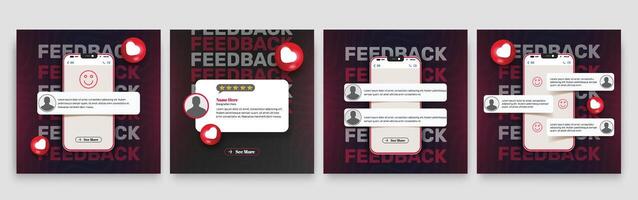Set of Clients feedback or testimonial social media. square testimonial post template. vector