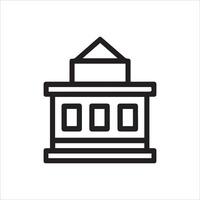 A building icon in black and white vector
