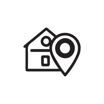 A house with a pin on it and a map pointer vector