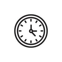 Clock icon, illustration, line icon, black and white illustration, simple design, simple concept vector