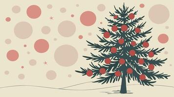 Christmas tree and red christmas balls on abstract defocus background with bokeh. vector