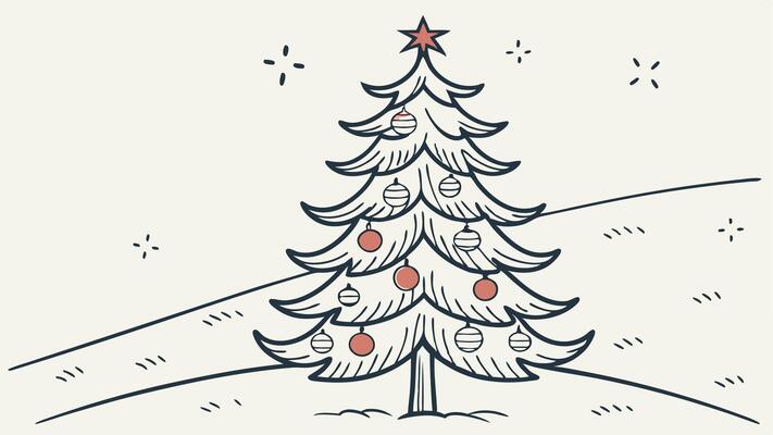 Minimalist vintage christmas tree design as greeting card