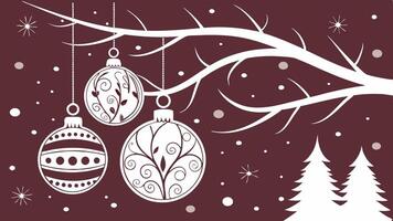 Christmas tree with ornaments and snowflakes vector