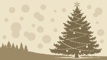 Merry Christmas glowing golden tree bokeh background. vector