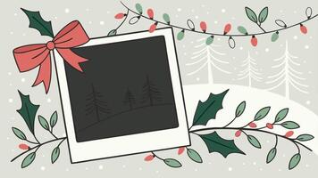 Christmas mock up composition. Blank photo frame with decoration vector