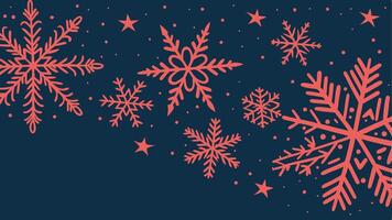 Dark blue red snowflakes christmas background. Generate Ai vector