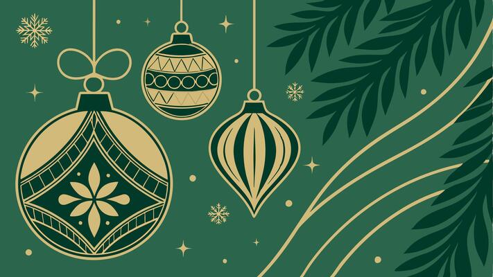Christmas background with ornaments and fir branches
