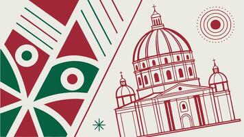 Modern and abstract christmas scene background with red and green colors vector