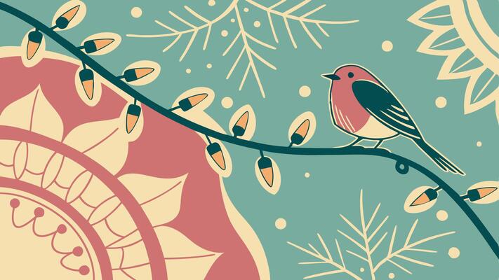 Abstract christmas wallpaper with magical fairy lights.