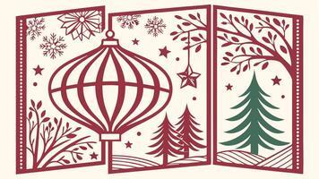 Decoration card Christmas. paper cut. generate with Ai. vector