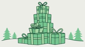 A green gift box with a bow on top vector