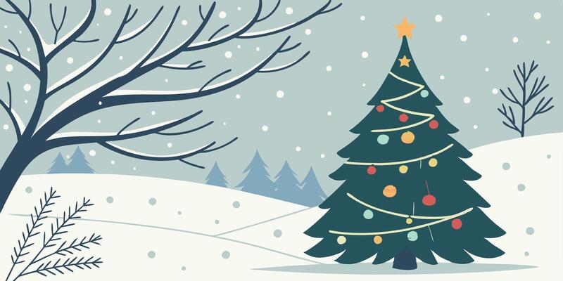Christmas tree decoration. realistic winter nature christmas background.