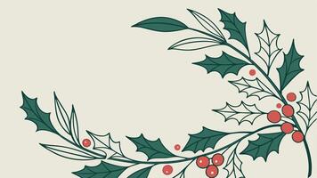 Minimalistic background with christmas wreath with empty copy space vector