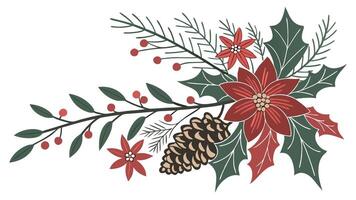 Christmas floral bouquet with copy space and plain background vector