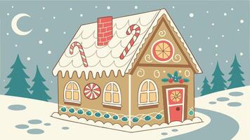 Gingerbread house. christmas house. beautiful christmas composition vector