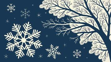 Winter background with snowflakes and trees vector