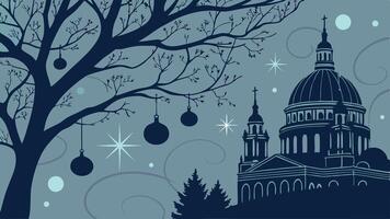 Dark blue christmas background with abstract bokeh blue background. vector