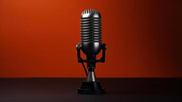 Vintage Microphone on Orange Background photo