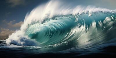 Powerful ocean wave crashing photo