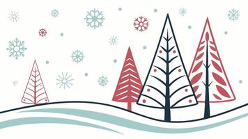 Abstract christmas trees in winter banner with copy space vector