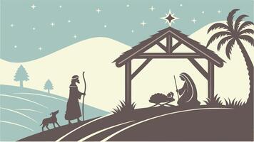 Christmas Nativity with room for copy created with technology vector