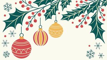 Christmas frame for greeting card with balls and xmas decoration vector